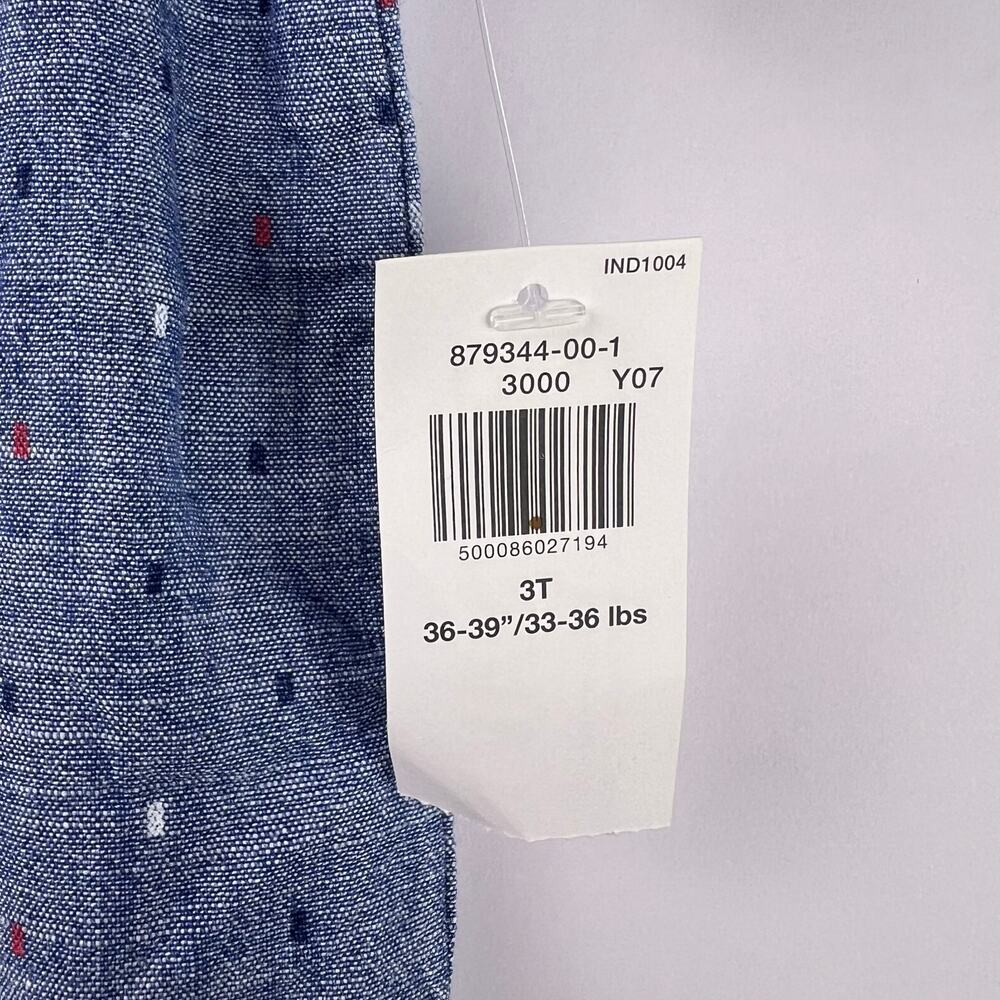 Old Navy, Short Sleeve Chambray Shirt, Blue, 100% Cotton, Button-Up Polka Dot - Picture 4 of 11